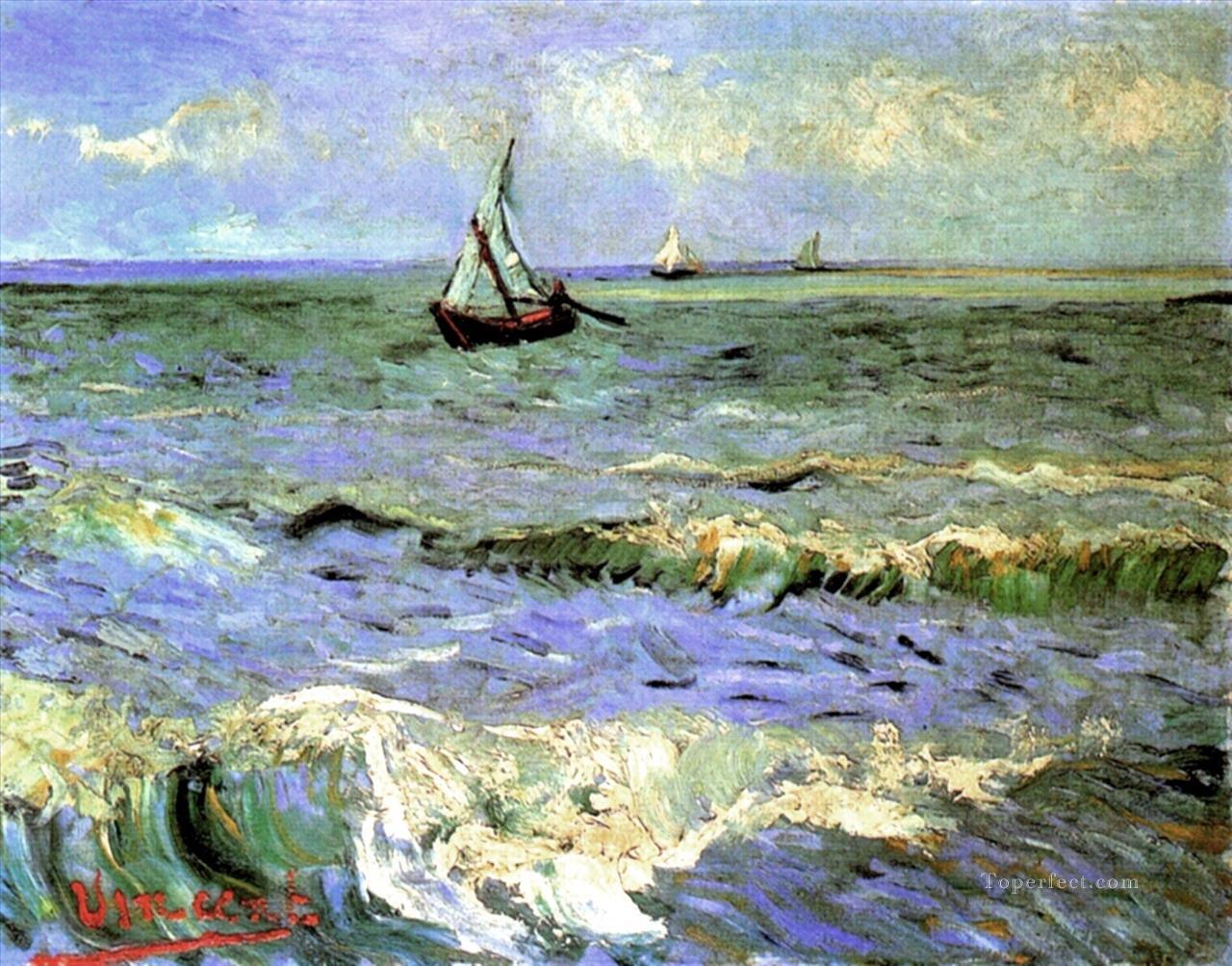 Paisaje marino de Vincent van Gogh en Saintes Maries Pintura al óleo